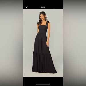 Mori Lee Tied Strap Chiffon Bridesmaid Dress Black Size 6